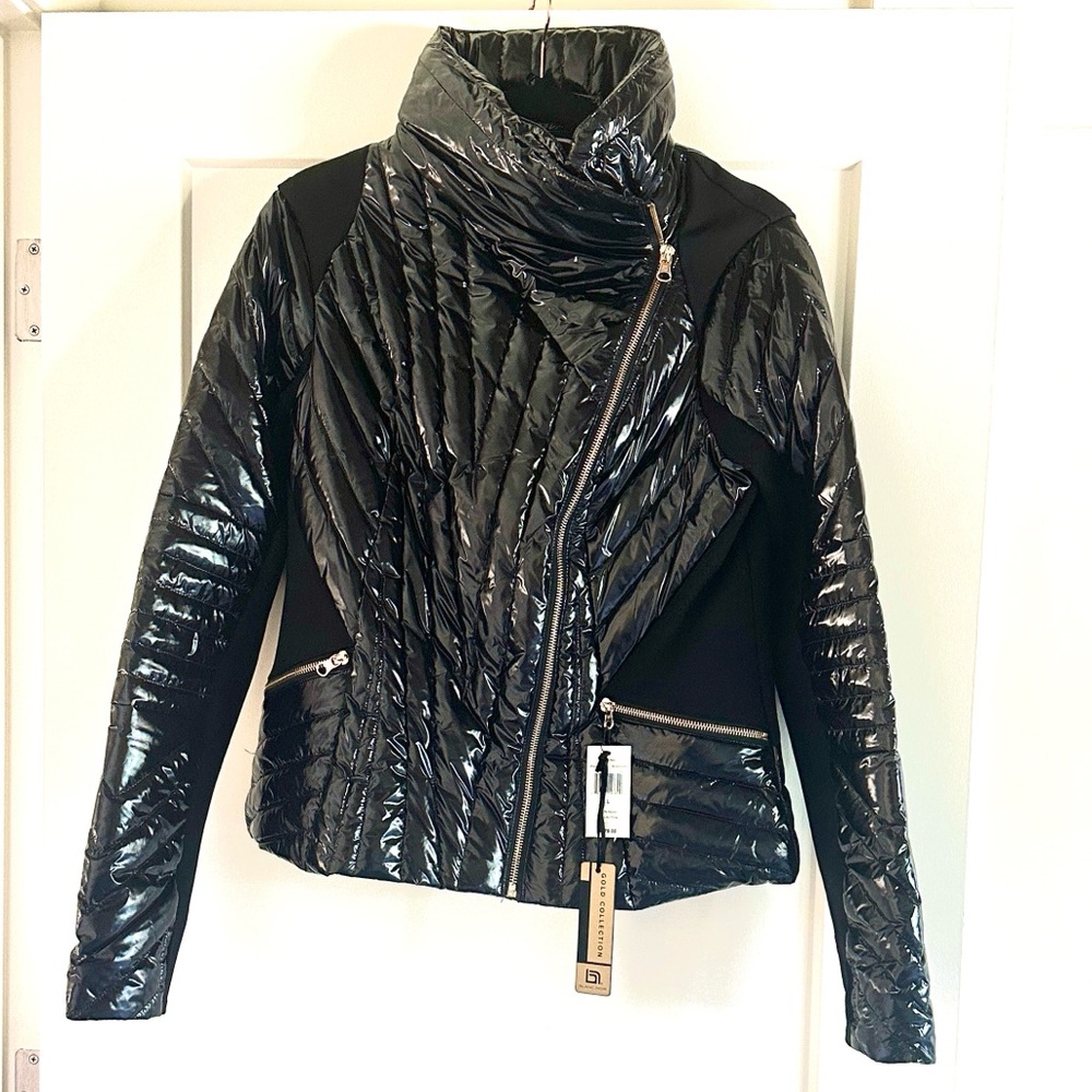 Blanc Noir Motion Panel Shiny Black Puffer Jacket - Large, New with tags - Picture 2 of 6